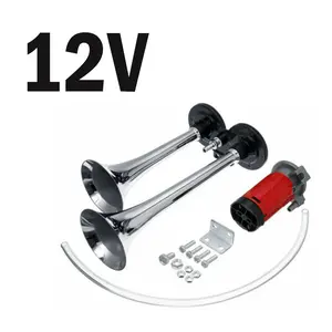 2026 Upgraded 12V 130DB Air Horn Dual Horn, Horn Kit with Air Compressor,Dual Electric Air Horns Kit with Compressor for Vehicles Trucks Pickup Trains Lorrys SUVs Cars Boats (12V) Alarm for Home Security