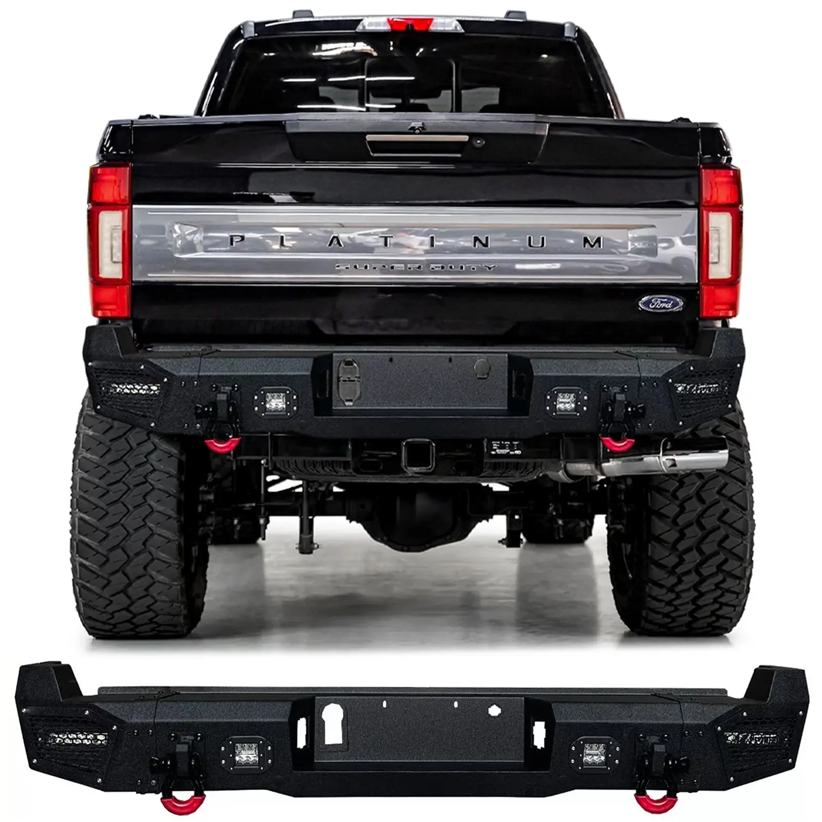 Vijay Steel Rear Bumper with LED Lights & D-rings For 2017-2022 Ford F250 F350