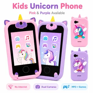 Unicorn-themed children's mobile phone toy, a touchscreen phone with camera and music functions | An educational toy suitable for boys and girls aged 3-6.
