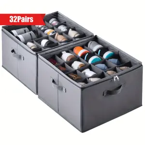 【OKMARTS】Shoe Organizer ，Adjustable Dividers for Shoe Storage Bag,Fabric Shoe Storage Bins with Clear Cover,closet storage,car trunk storage bins