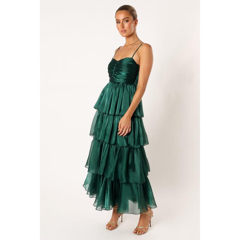 Jace Tiered Maxi Dress - Shimmer Emerald