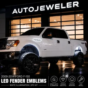 Ford F-150 LED Illuminated Black Fender Emblem Kit for 2009–2014 Models – Bright White LEDs | 2 Pc Kit