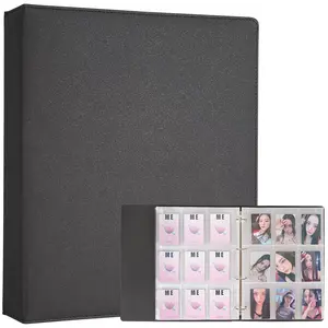 CeyiJun A4 9 Pocket Extra Large Moonlight Binder 180 Pockets Soft PU Leather Binder with D-Ring 20 Pieces of Single Side Inner Pages for 3 Inch Photocard