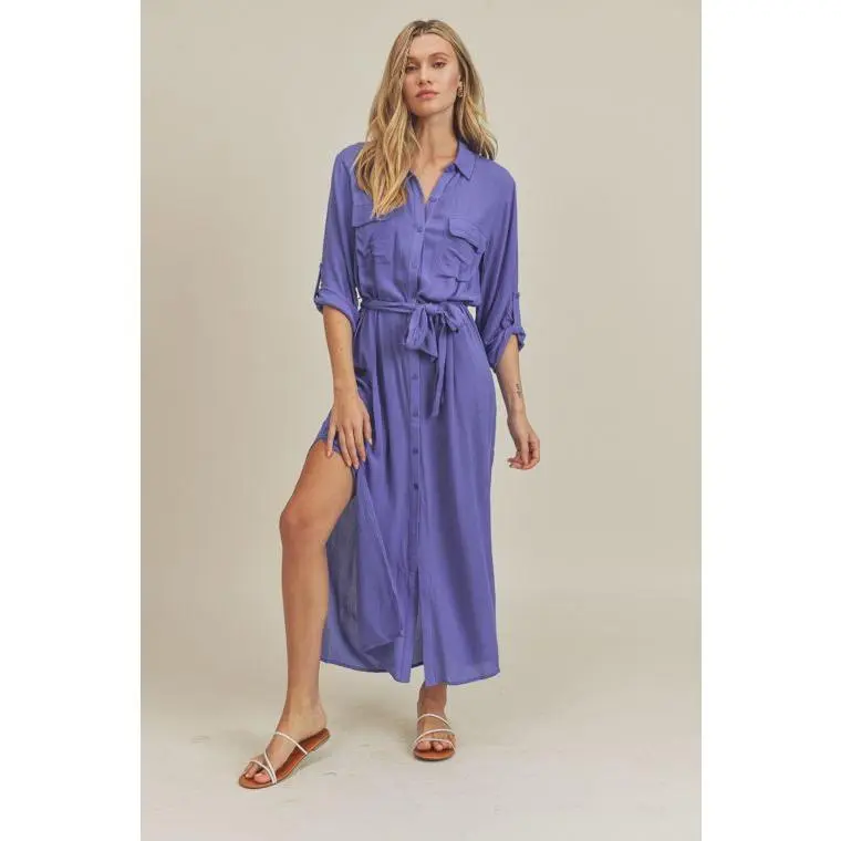 Ocean Button Down Duster Dress