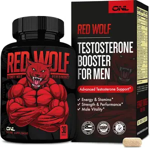 ONL Red Wolf Testosterone Booster for Men - Ultimate Male Enhancing and Fertility Supplements for Vitality, Muscle Growth & Energy with Tongkat Ali, Horny Goat Weed, Maca - 1 Month's Supply
