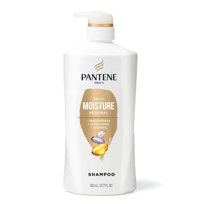 Pantene Shampoo, Daily Moisture Renewal with Vitamin E - Pro-V Nutrients for Dry, Color-Treated, Straight to Curly Hair, 72-Hour Hydration & Softness, Paraben Free, 27.7 Fl Oz