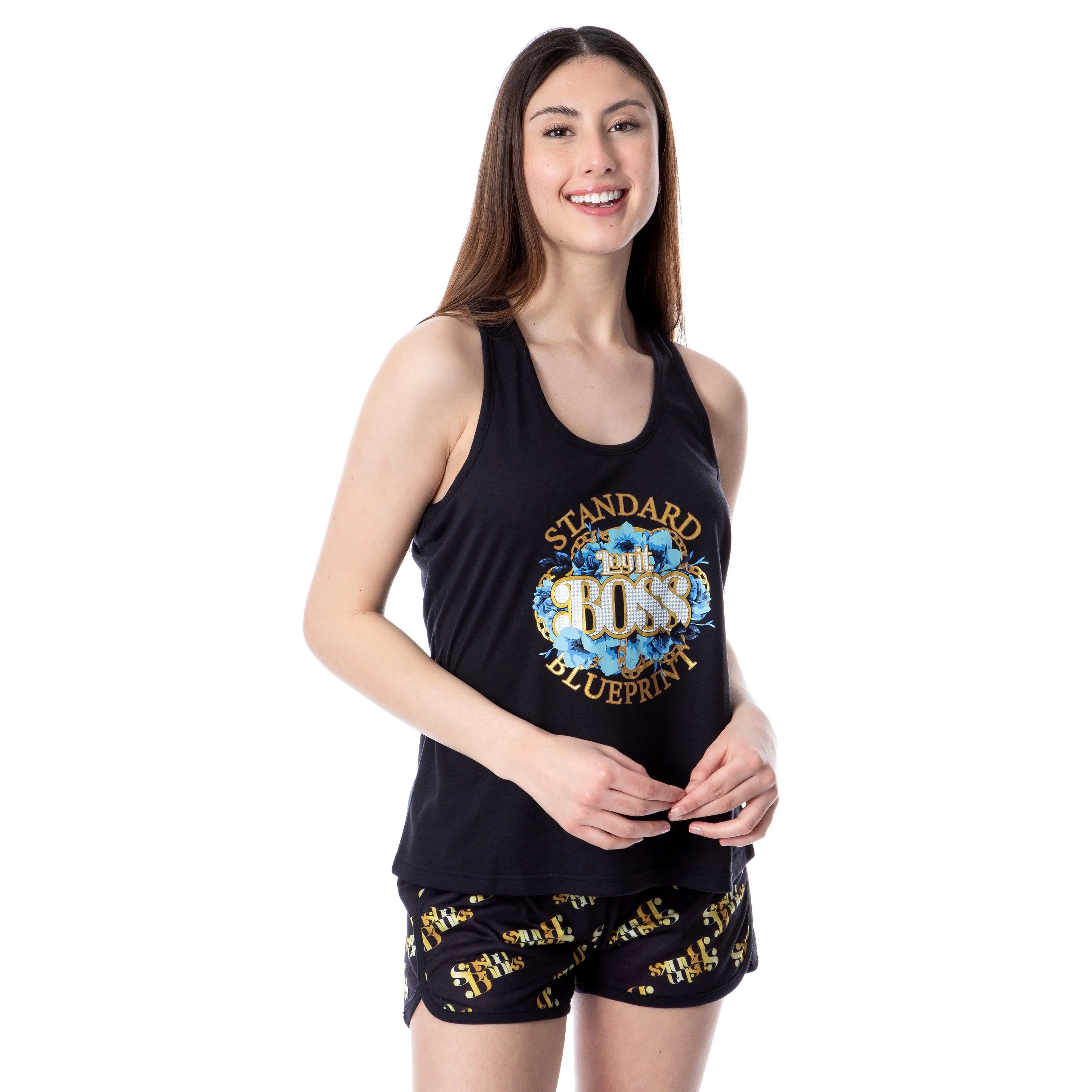 WWE Womens' Wrestling Sasha Banks Legit Boss Pajama Set Short Tank Top, Everyday, Apparel, Print, Racerback