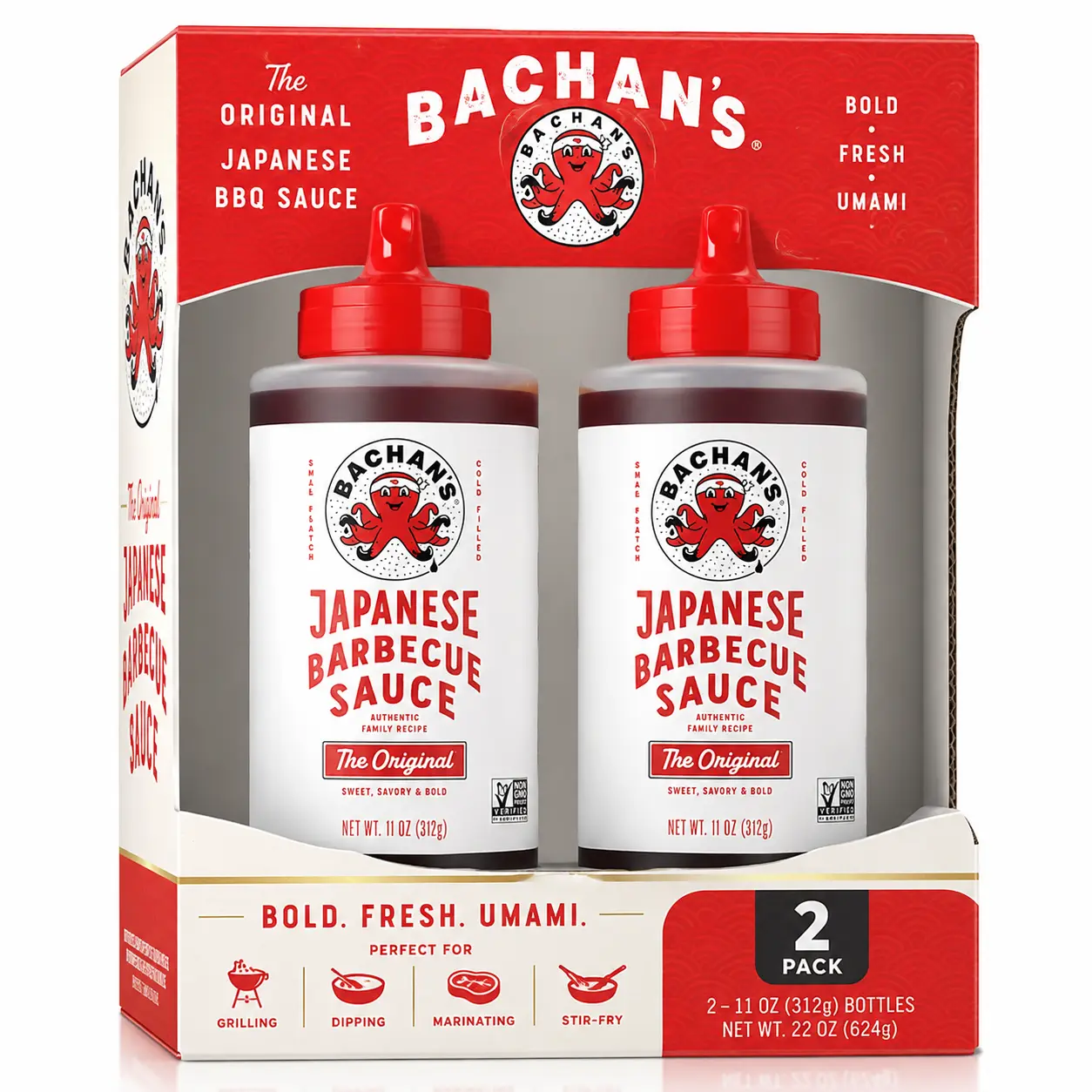 Bachan's The Original Japanese BBQ Sauce, 11 oz Bottles (2 Pack), Authentic Japanese Barbecue Sauce with Bold, Fresh Umami Flavor, Sweet & Savory Marinade, Glaze, Dipping & Stir-Fry Sauce for Grilling, Chicken, Beef, Pork & Seafood