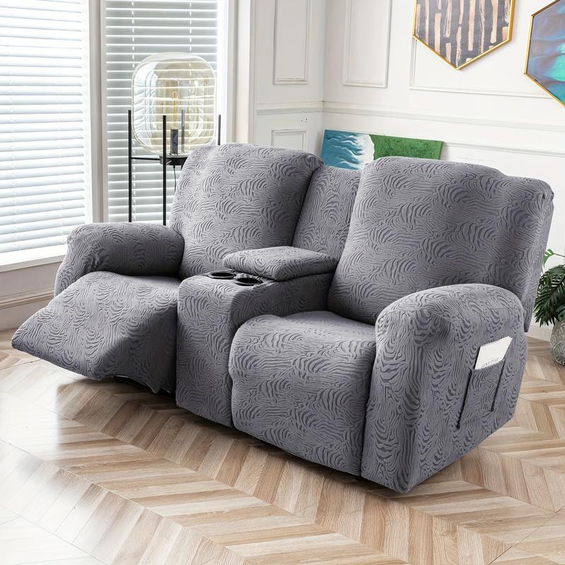 Recliner Loveseat Cover with Middle Console - Stretch Jacquard Sofa Slipcover for 2-Seat Reclining Couches with Elastic Straps & Furniture Protector #TikTokShopHolidayHaul