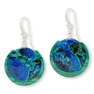 Mine Finds by Jay King Malachite and Milpillas Azurite Sterling Silver Drop Earrings