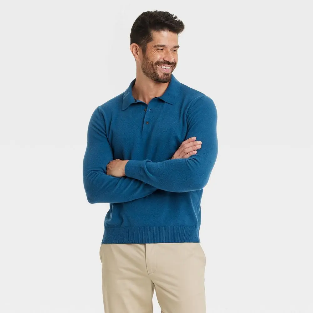 Men's Polo Sweater - Goodfellow & Co Galaxy Blue L