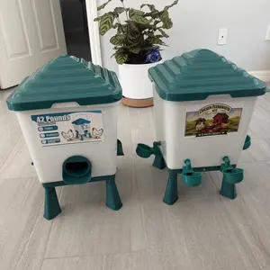 Chicken Feeder and Waterer Set, 42LB Large Chickens Feeders No Waste, 5 Gallon Chicken Waterer with Cups, Chicken Coop Accessories, Poultry Feeder & Chicken Watering System for Ducks, Quails