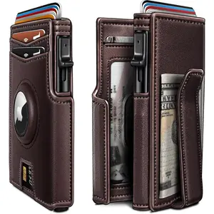 Men's wallet with wallet card metal box intelligent ultra-thin pop-up credit card clip flip magnetic seal RF shielding gift box