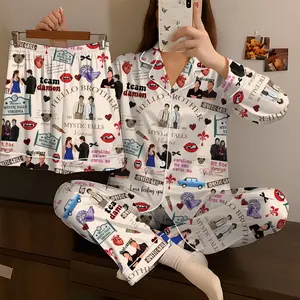 Vampire Brother Inspired Satin Pajama Set, Dark Fantasy TV Show Sleepwear, Gothic Cozy PJs Gift for Fans