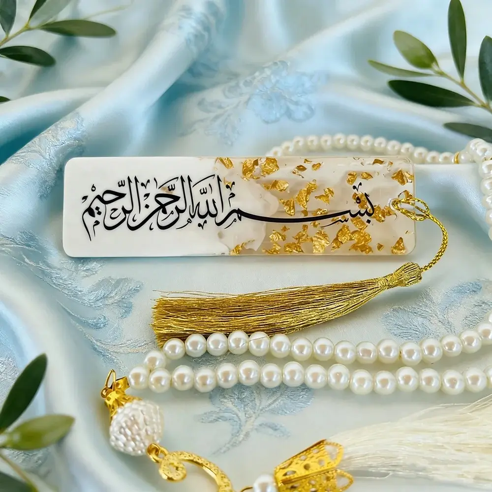 Epoxy Bookmark Tasbeeh Gift Custom Box Muslim Iftar Party Favor Ramadan Islamic Quran Bookmark Hajj Umrah Khatmul Quran Aqeeqah Book Accessories