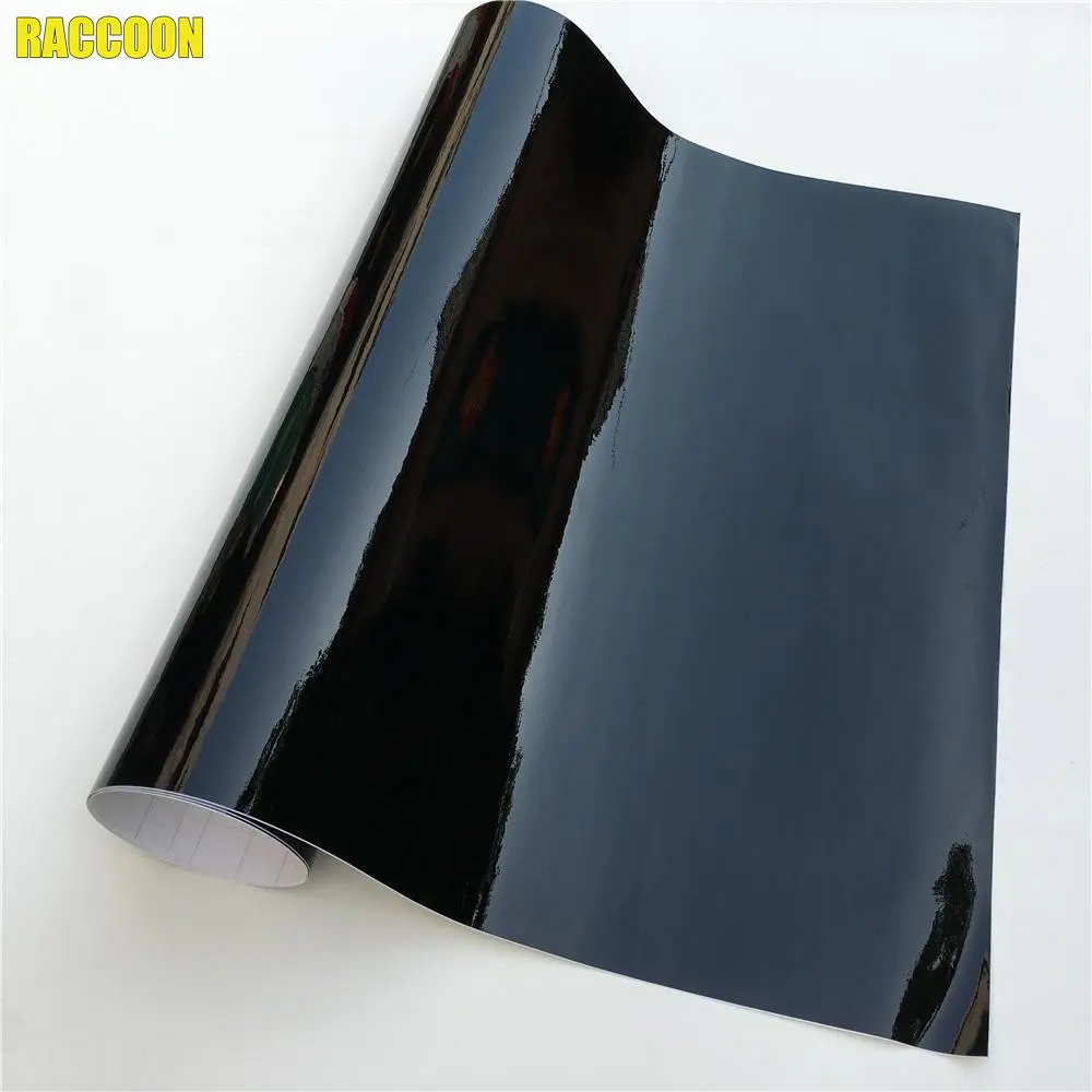 Car Sticker Glossy Black Vinyl Wrap Film Gloss Black Self Adhesive Vinyl Sticker Bubble Free Exterior Parts