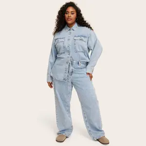 Women's Mid-Rise Drawstring Baggy Jeans - Parke Light Wash 22