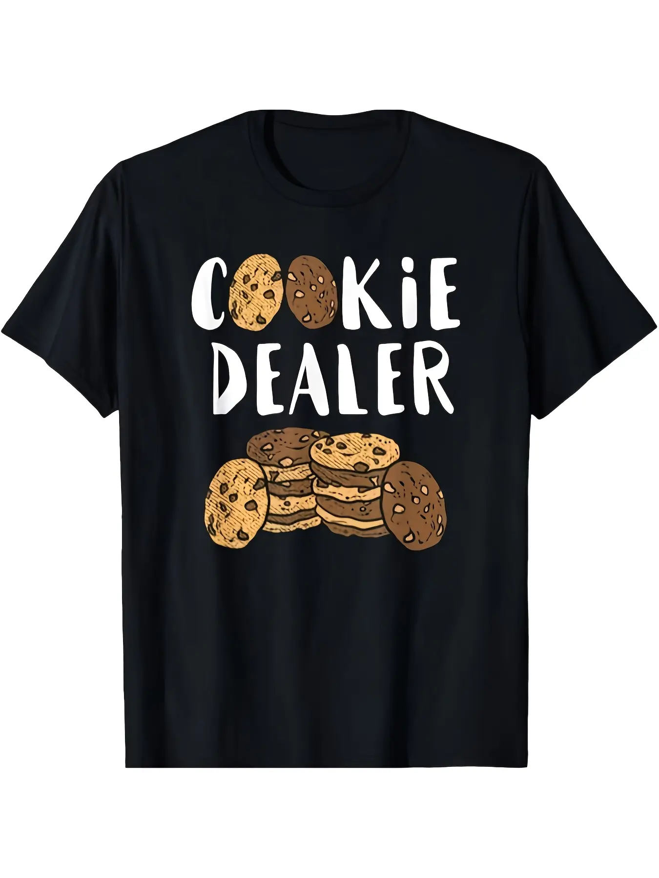 1pc Cookie Dealer Graphic T-Shirt - Made of Polyes unisex soft cotton short sleeve t shirt, vintage graphic casual tee for men women teens, perfect birthday holiday gift for camping travel gym daily street  wear