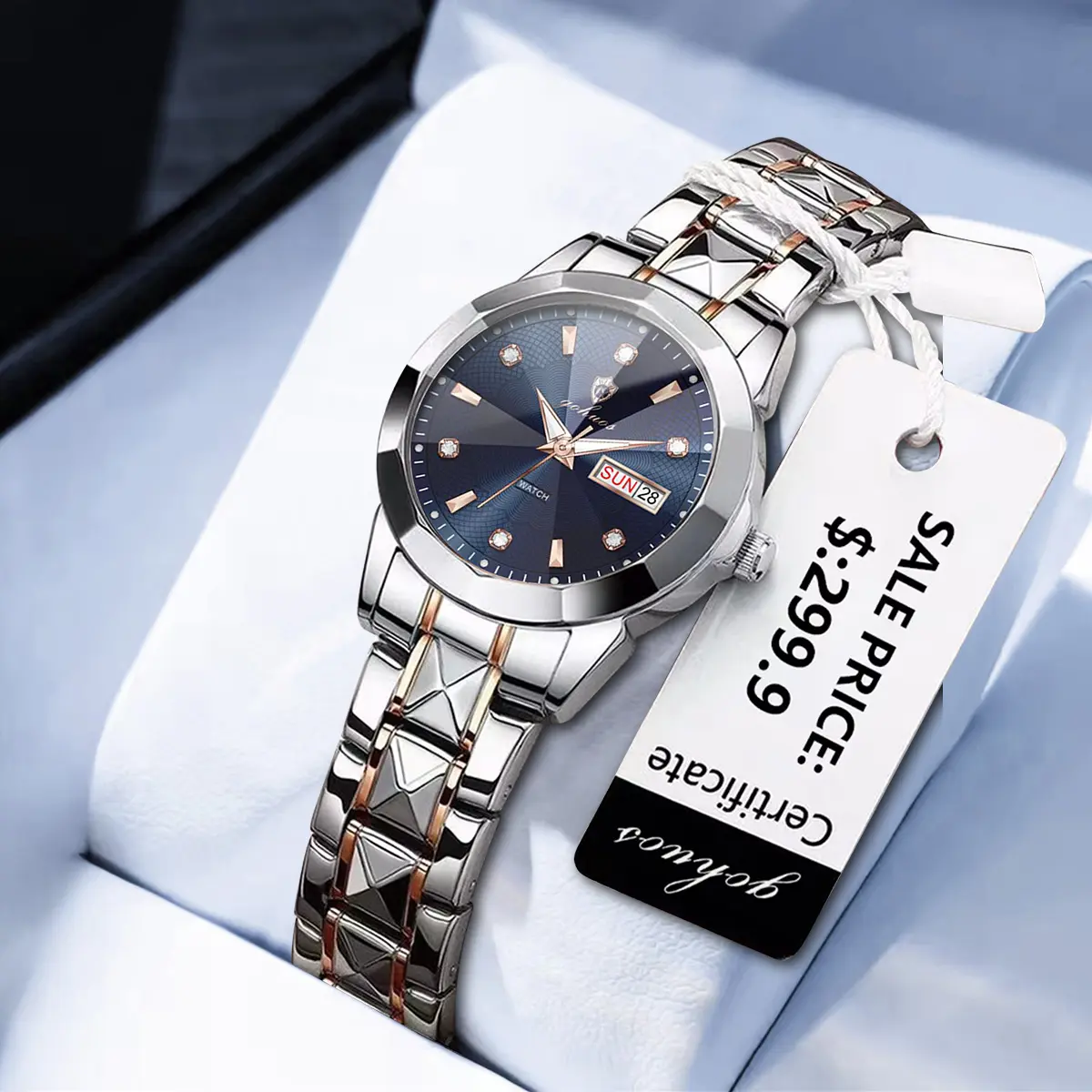 GOHUOS Fashion Ladies Watch Waterproof Luminous Date Week Watch for Woman High Quality Stainless Steel Women's Quartz Watches