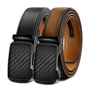 [Can be trimmed]  Mens Belt Leather Ratchet Easy Release Belt For Men Designer Belt Dress and Casual with Adjustable Buckle for Men's Wear Gift Outdoorfun Textured for Birthday Gift/ accessories men/business belt no hole