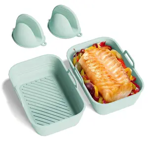 Silicone Air Fryer Liners for Ninja Dual Zone DZ302/DZ401/DZ550, Reusable Non-Stick Easy Clean Basket Inserts