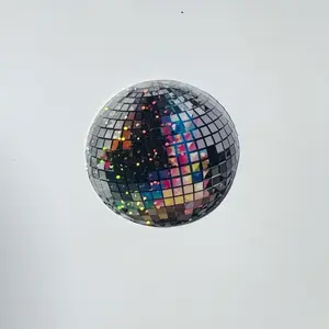 Glitter Holographic Disco Ball Sticker - Reflective Design for Computer, Tumblers, Scrapbook Pages, Journals & More