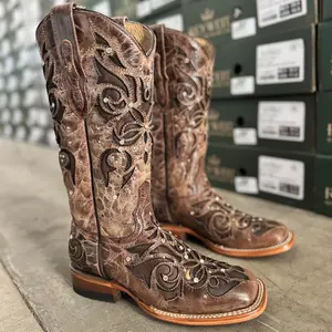 072 Miranda Heiser Oro Womens Western Style Cowgirl Boots Glitter Diamond Square Toe