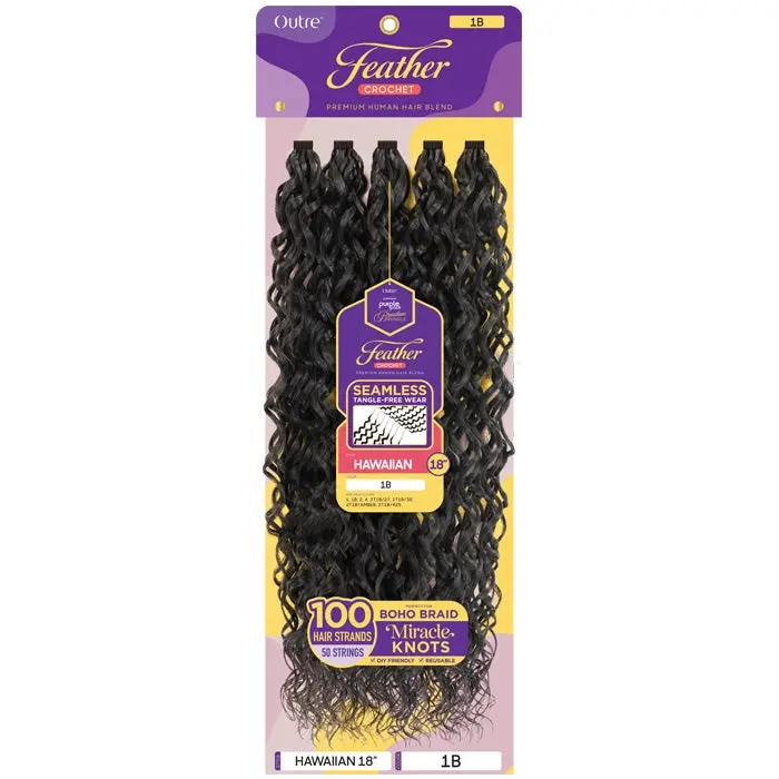 Outre Premium Purple Pack Brazilian Bundle Feather Crochet Braids - HAWAIIAN 18" - Human Hair Blend