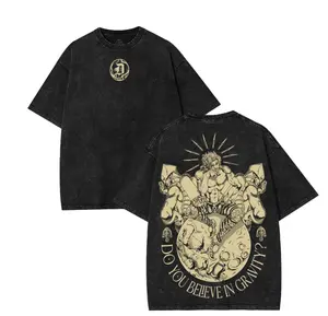 Retro Heavy Do You Believe In Gravity Dio Brando TShirt, JoJo Bizarre Adventure Anime Washed Tee Manga Graphic T-Shirt, shirts men Tops Cotton Fabric graphic t shirts