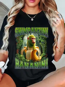100% Cotton Unisex Shimpanzini Bananini Italian Brainrot Chimpanzee and Banana T-Shirt