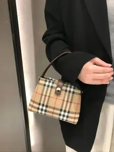 New Retro Storage Bag, Single Shoulder Handbag, Canvas Shoulder Bags, Office Crossbody Bag, Small Square Bag, Commute Clutch, Women's Plaid Bag, Phone Case