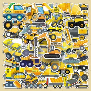 Construction Themed Sticker, 100pcs/set Creative Cartoon Transportation Sticker, DIY Decorative Sticker for Scrapbooking & Journal Making, Self Adhesive Stickers