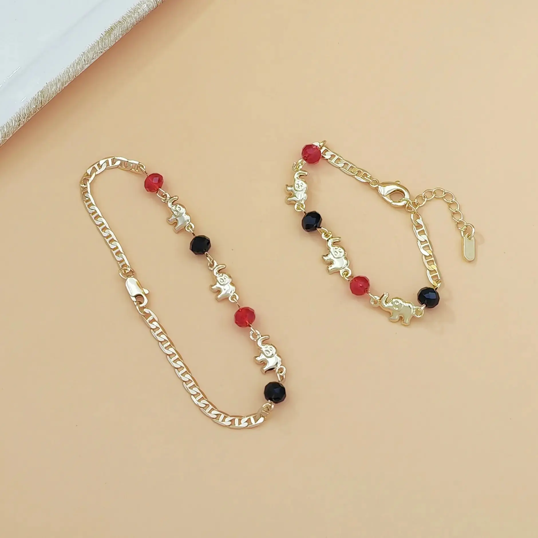 beaded bracelet,elephant charm bracelet,gold plated bracelet,women fashion jewelry,colorful wrist accessory,daily wear bracelet,party matching jewelry