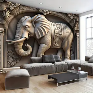 Majestic 3D Elephant Tapestry - Oversized Stone Sculpture Design |     Perfect for Living Room, Bedroom, Office Decor |     Easy to Hang Polyester Wall Art, 1 Sheet
