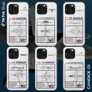 USAF Colourway Schematic Edition Phone Case F-22 Raptor A-10 Thunderbolt II F-15 Eagle F-14 Tomcat F/A-18 Hornet F-16 Fighting Falcon White Case with USA Flag Colour-Way Military Aircraft Jet Blueprint Cover 17 Air Pro Max – Custom