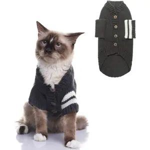 Cat Sweater for Cold Weather - Stylish Knitted Cat Clothes, Soft Cat Sweatshirt with Sleeve Warm Clothing, Fall and Winter Kitten Clothes for All Different Cats