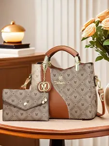 Women's Fashionable Letter Pattern Shoulder Bag & Wallet, Casual Versatile Pu Leather Crossbody Bag & Wallet, Trendy All-match Bag Set for Daily Use, Handbag Shoulder Bag, Casual Crossbody Bags