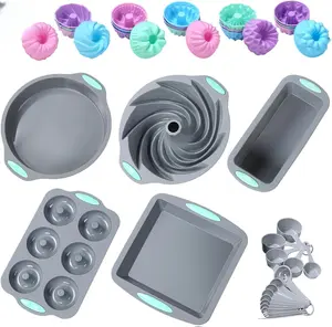 [New deal] - 46 Piece Silicone Bakeware Set, Non-Stick Kitchen Oven Baking Pans, Silicone Cake Molds with Cake Mold, Chiffon Cake Pan, Donut Pan, Square Cake Pan and Loaf Pan
