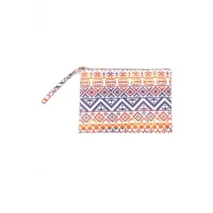 Women's Tribal Geometric Art Print Cotton Blend Clutch Wristlet Bag - Wallet Wristlet, Fashionable Versatile Zipper Purse