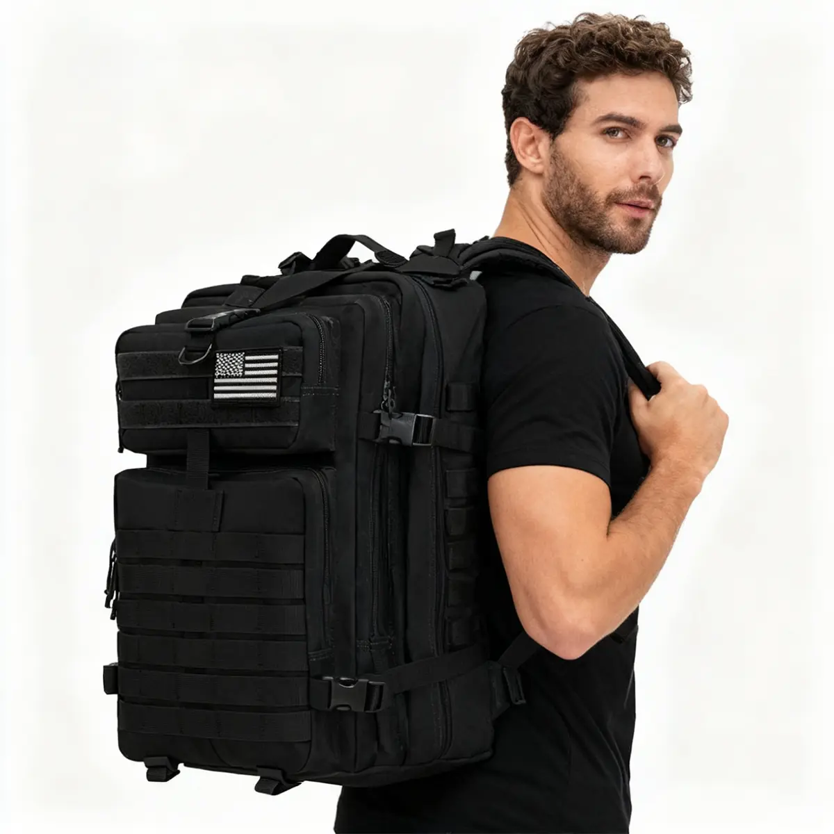 Men's Tactical Backpack, High-Capacity Waterproof Military MOLLE Traveling Bag with Laptop Compartment for Gym & EDC