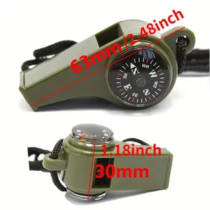 2pcs/ 3-In-1 Emergency Survival Whistle With Compass Thermometer For Camping Hiking Outdoor Tools, Referee Cheerleading Whistle