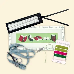 Happy Stitching - Mint Condition Needlepoint Bookmark Kit - All-In-One Self Finishing Needlepoint Kit - Gifts for Book Lovers