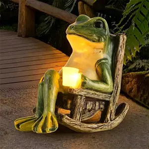 Solar Powered Mini Frog Garden Statue, Frog Design Garden Decoration, Garden Sculpture for Indoor & Outdoor Decor, Ideal Gift for Halloween & Christmas, Decorative Garden Sculptures Statues