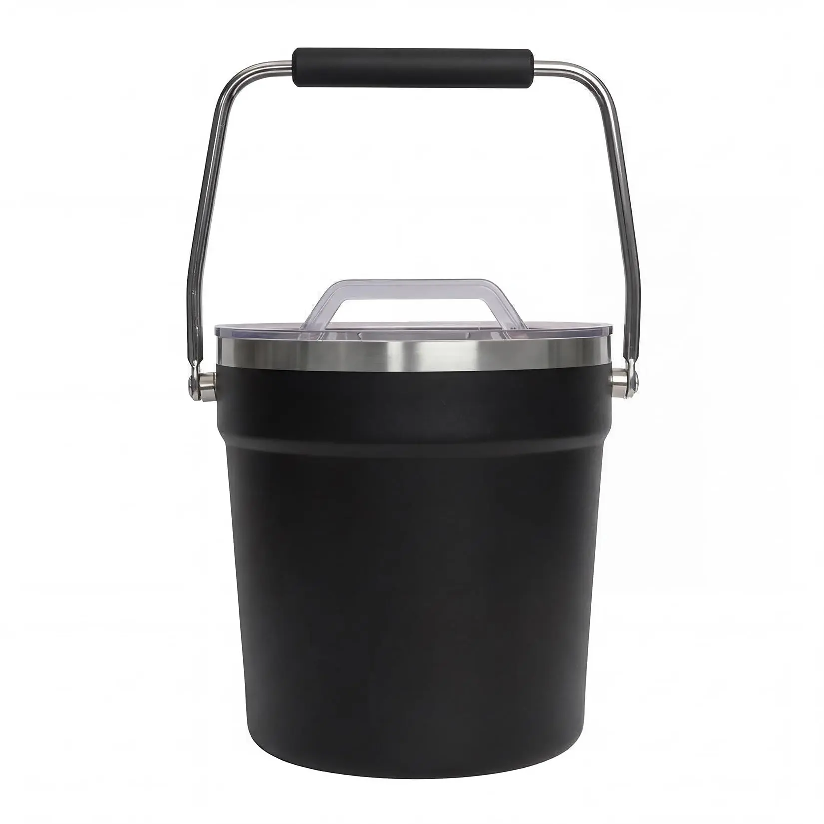GAOMON Large Ice Bucket, 4L Double Wall Insulated Beverage Bucket for Parties, Black Stainless Steel Container for Freezer 9.84 x 8.23 x 8.23 in, Cocktail Bar Home Wine Drinks