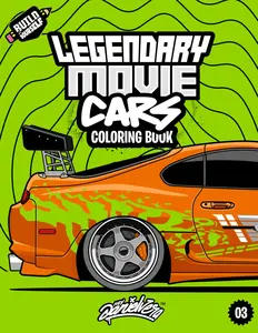 Legendary Movie Cars Coloring Book: Fun automotive adventure with 45 coloring pages for kids & teens Ages 6-18, Paperback