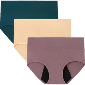 Period Underwear for Women Heavy Flow High Waisted Menstrual Incontinence Panties 3-Pack(Deep Elegance,Large)