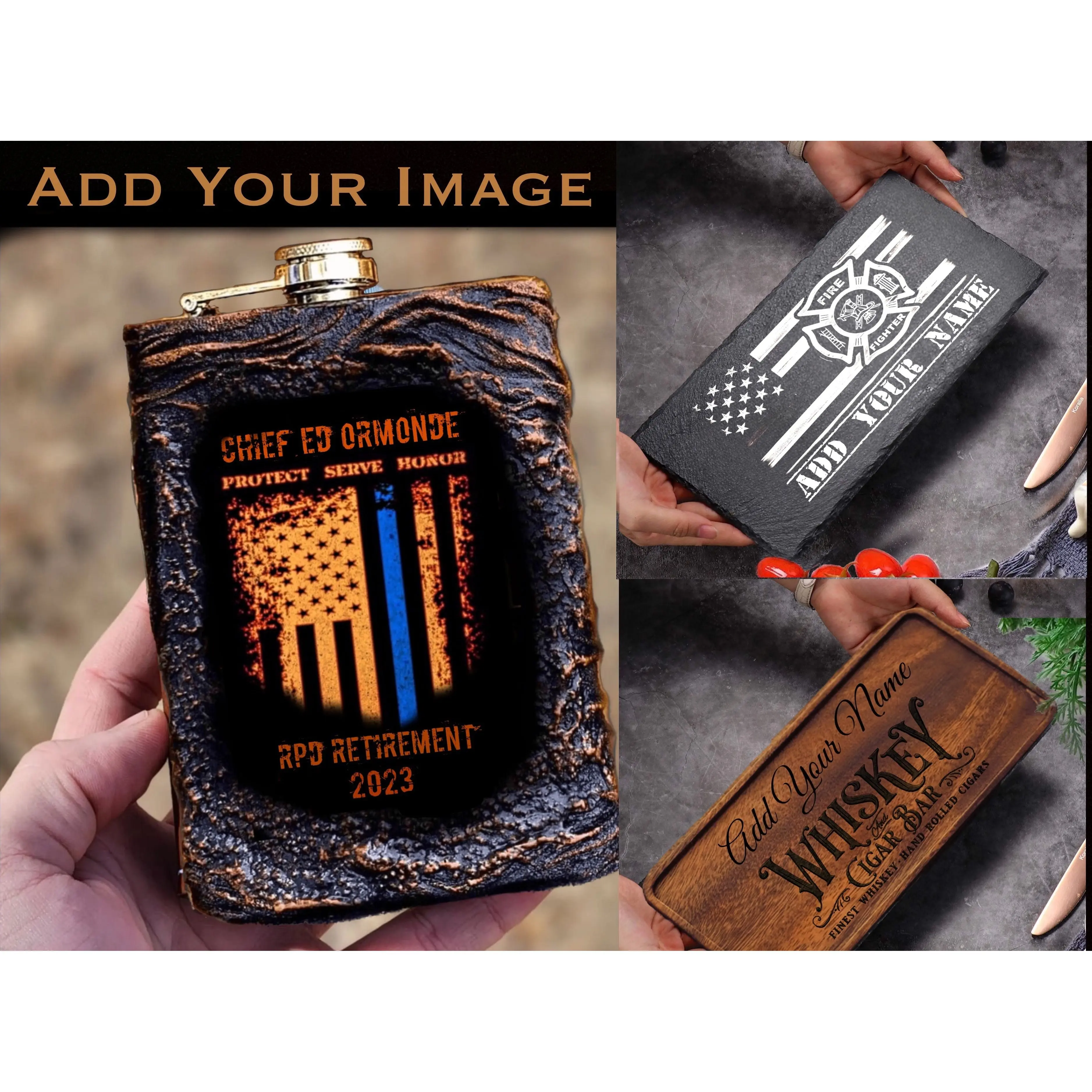 Police Officer Personalized Whiskey Flask Set