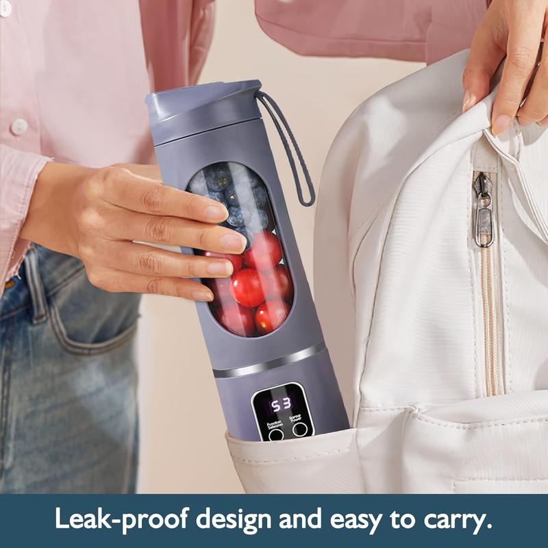 Smart LED Portable Blender Personal Juicer for Shakes,Fresh juice and Smoothies - 20 OZ Electric Protein Shaker Bottle with Insulated Sleeve, Travel Lid, USB-C Rechargeable - 12 blades,with strong blending Small Blender Cup for Kitchen, Office, Gym