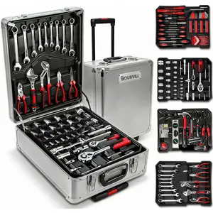 Bourvill 899PCS Tool Set, 4 Drawers Portable Toolbox, Complete Home Repair & Mechanic Tool Kit, Ideal for Daily Maintenance, Holiday Gift