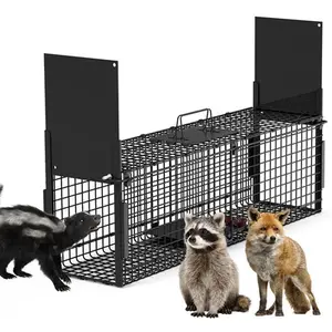 iMountek 40in 2 Door Live Animal Cage Trap For Animals Under 18LBS Easy To Setup Humane Galvanized Iron Trap Cage For Raccoons Armadillos Foxes Opossums Muskra System Terrarium Farm Ant Acrylic